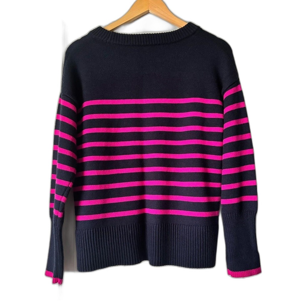Philosophy Women's Navy Pink Stripe Knit Sweater Size Small